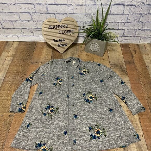 Anthropologie Fig and Flower Open Front Embroidered Cardigan Women’s Size S - Picture 8 of 16